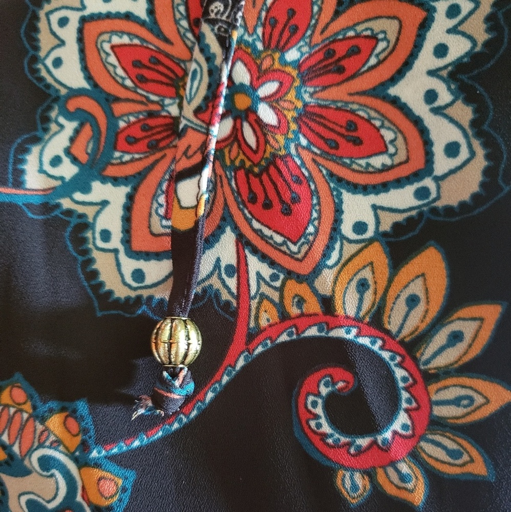 Black Paisley Boho Dress or Long Shirt - Picture 5 of 6